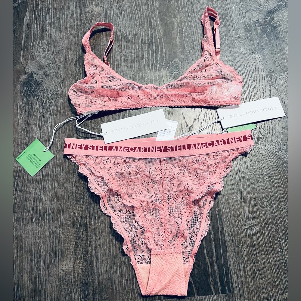 STELLA MCCARTNEY***Pink Lace Bralette and High Leg Underwear**Small**$229